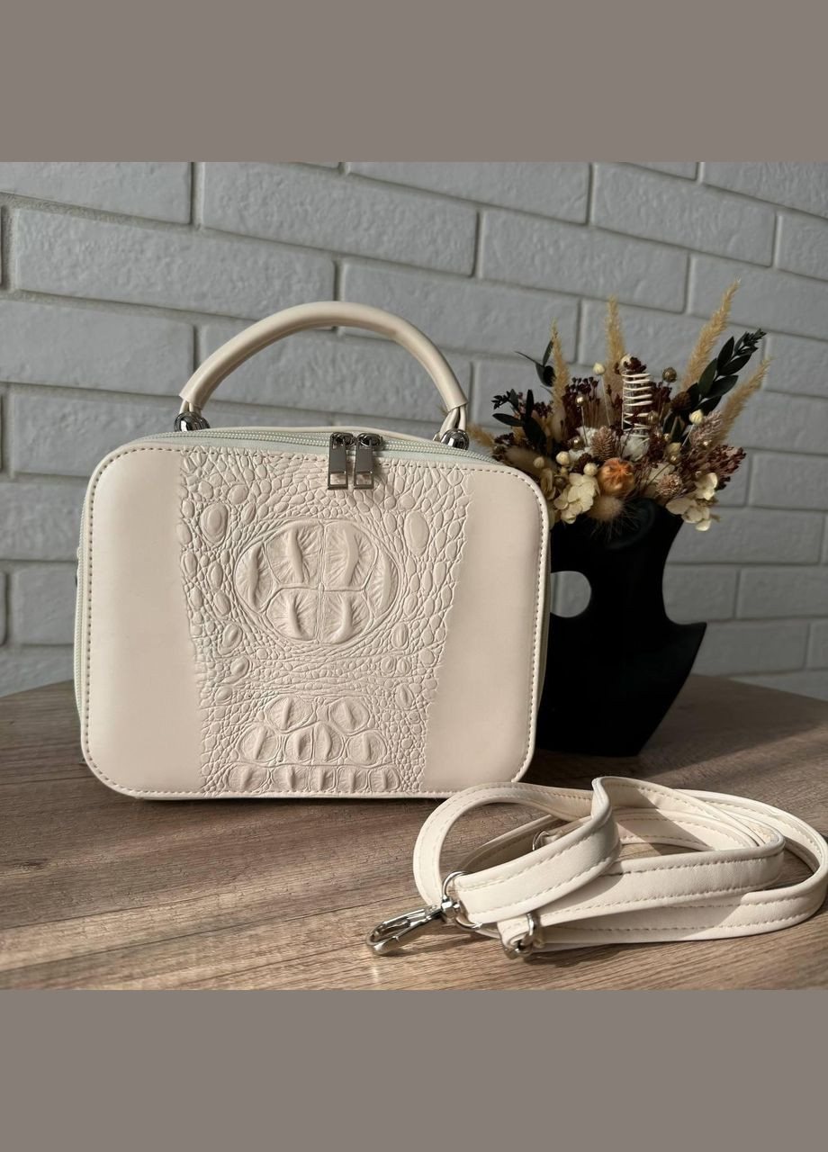 Міні сумочка клатч каркасна екошкіра з відділеннями рептилія чорна (sku_760Н) No Brand (330576197)