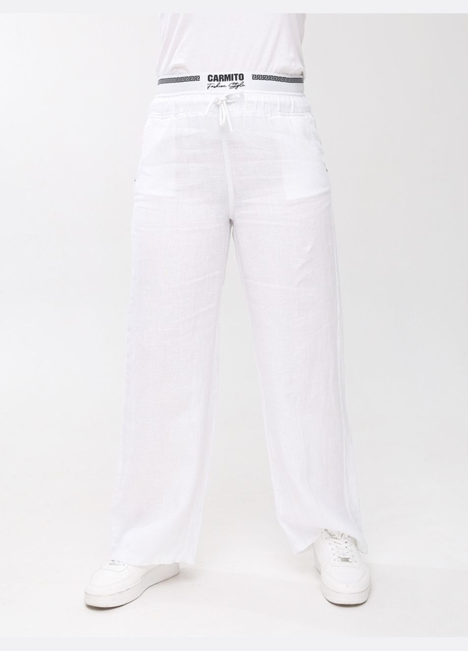 Брюки женские белые прямые льняные летние CARMITO Пряма (297373586)