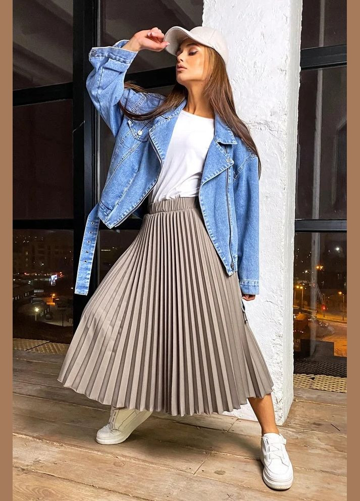 Серая кэжуал однотонная юбка Seventeen а-силуэта (трапеция)