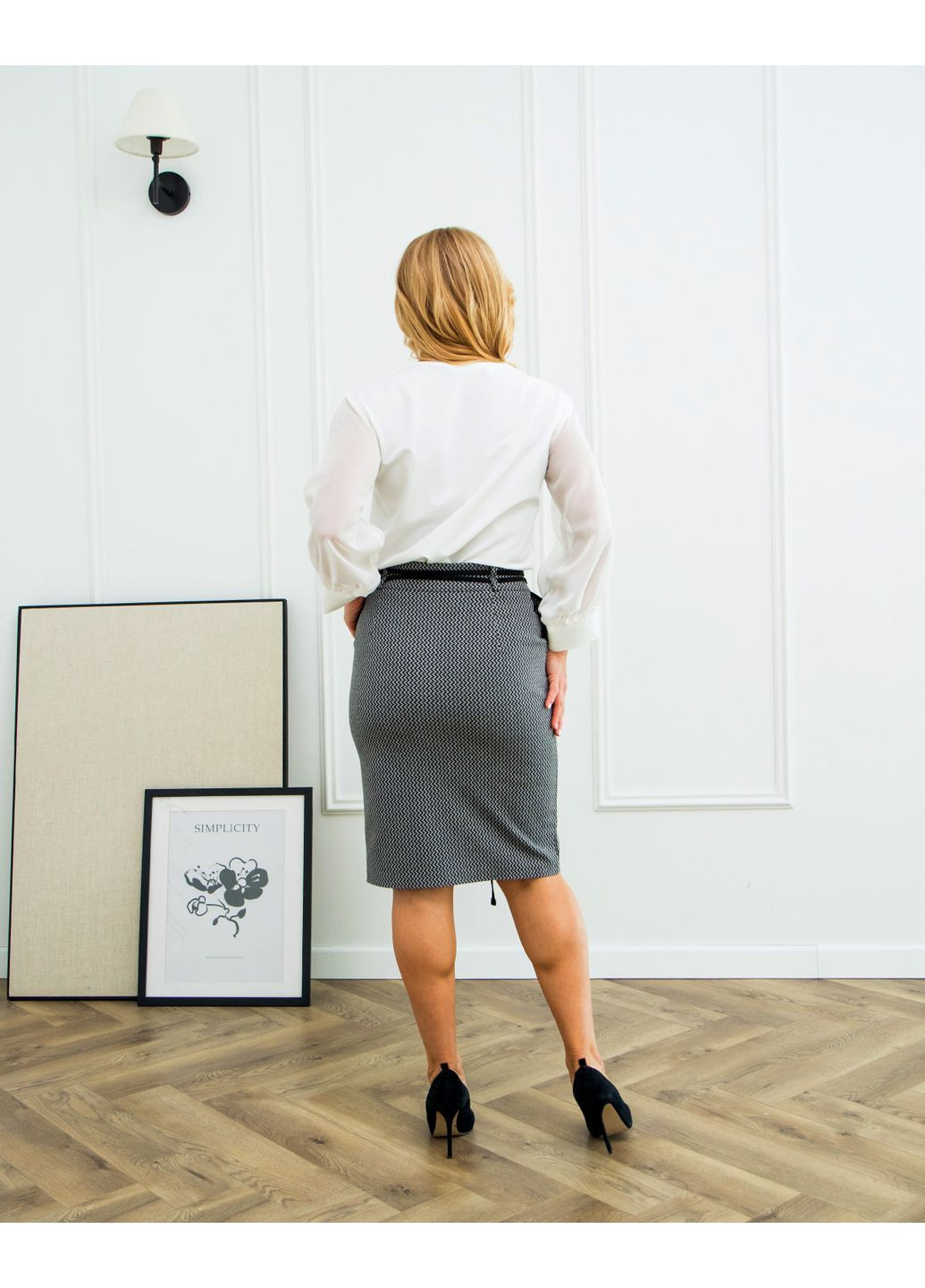 Тепла спідниця олівець 987КА бежева No Brand (365310547)