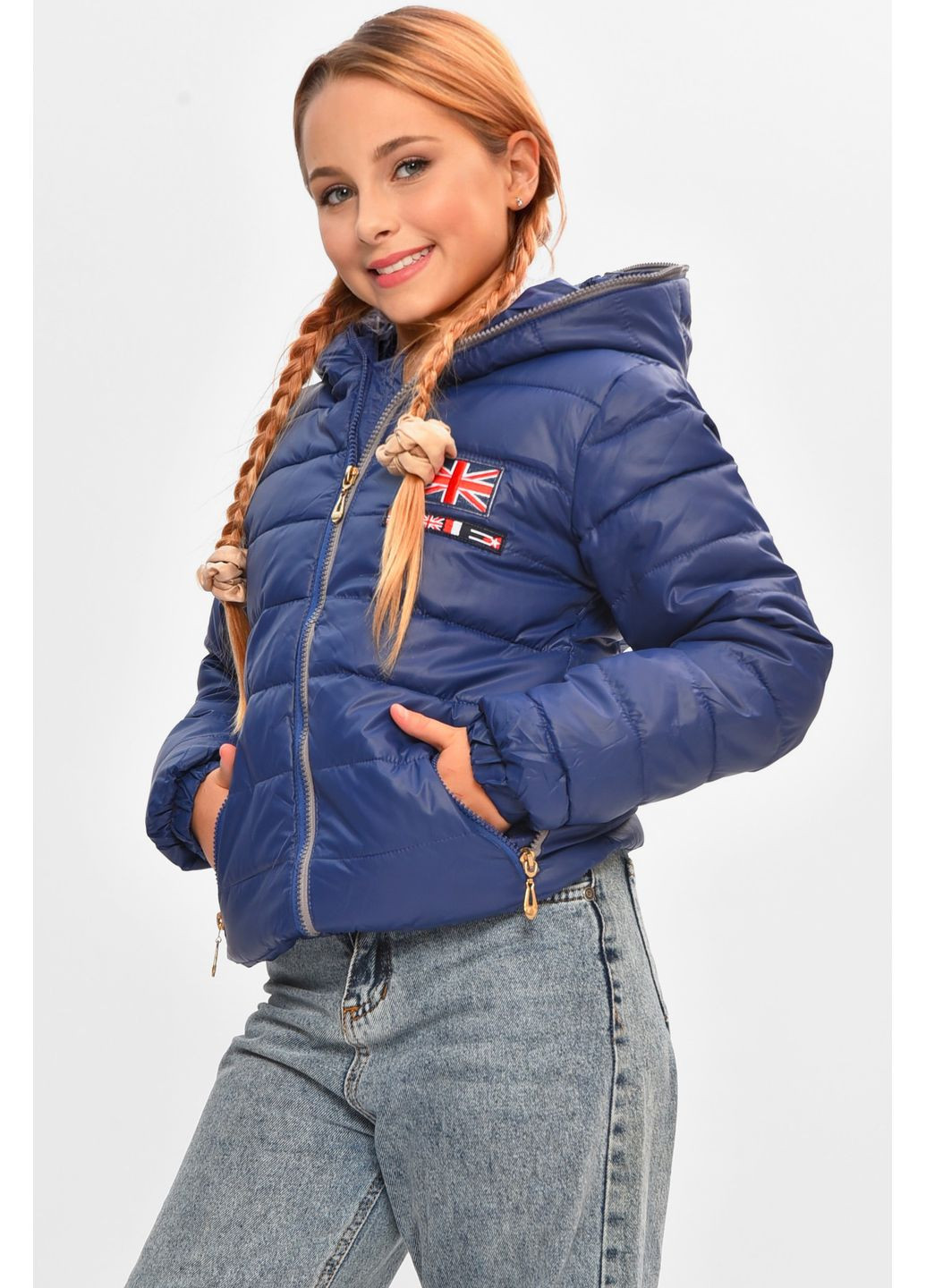 Синяя демисезонная куртка детская демисезонная синего цвета Let's Shop