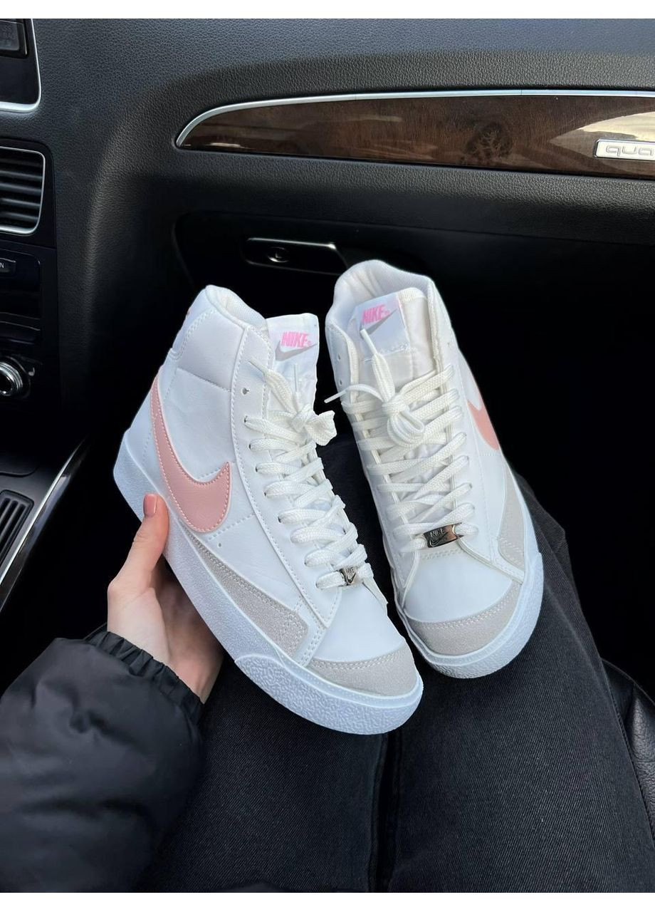 КРОССОВКИ ЖЕНСКИЕ NIKE BLAZER MID PINK WHITE НАЙК БЛЕЙЗЕР No Brand розовые демисезоны (367173950)