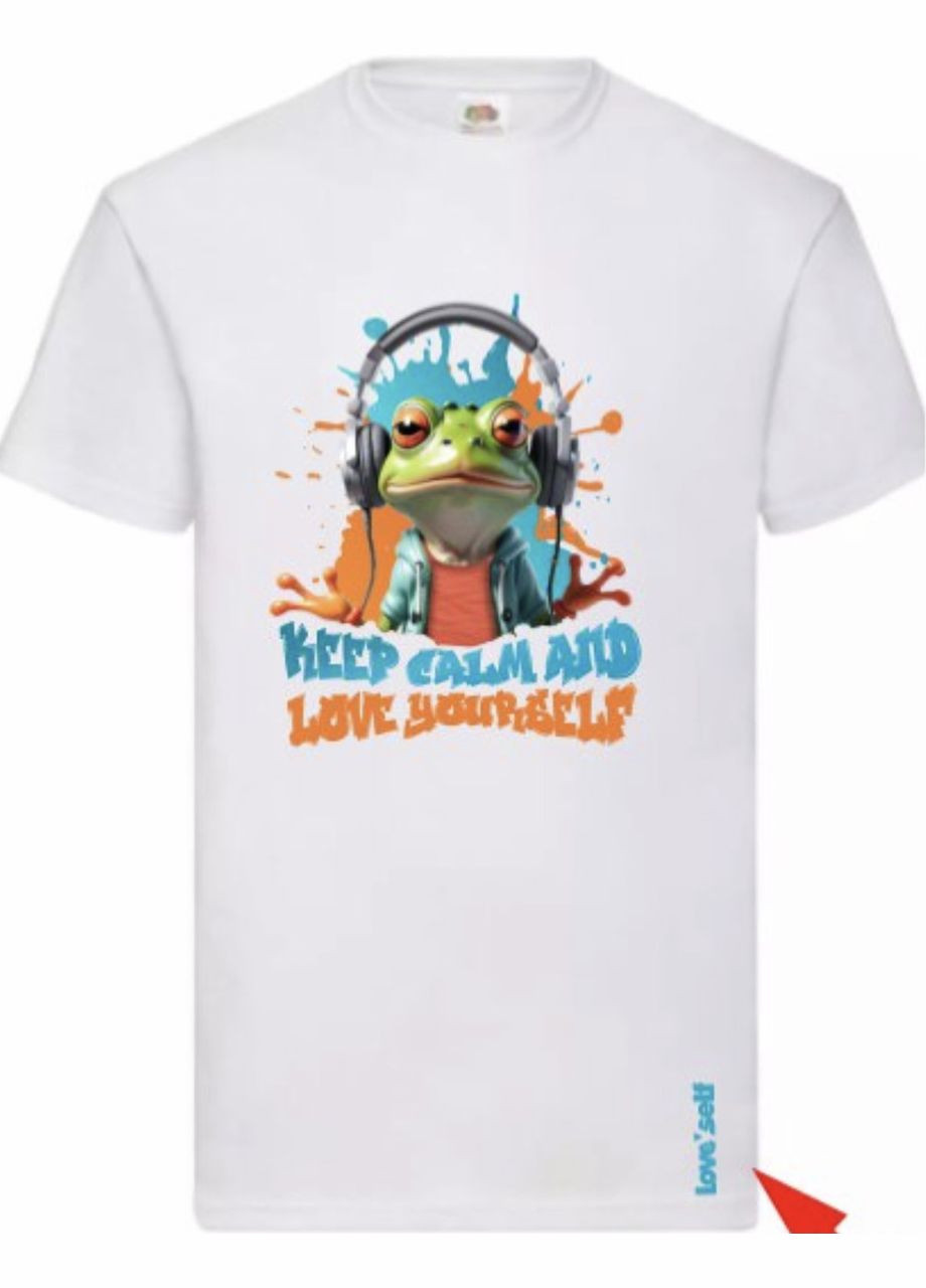 Біла футболка унісекс біла з коротким рукавом с принтом "color frog" роз. l 4PROFI кулір (298127354)