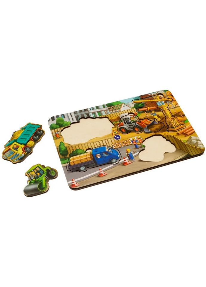 Деревянный пазлвкладыш "Строительство - 3" (ПСД147) PSD147 маленький Ubumblebees (304404395)