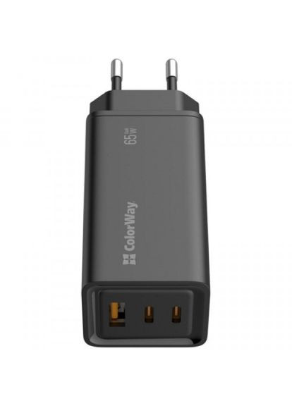 Зарядний пристрій GaN3 Pro Power Delivery (USBA + 2 USB TYPE-C) (65W) (CW-CHS039PD-BK) Colorway gan3 pro power delivery (usb-a + 2 usb type-c) (65 (268142186)