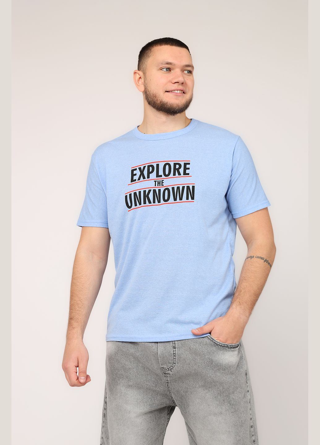 Блакитна футболка з коротким рукавом чоловіча колір блакитний cb-00273177 Yuki