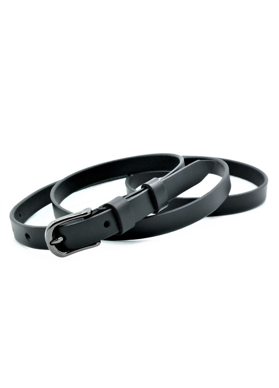 Жіночий шкіряний ремінь 1,3 см Чорний для жінок стильний пояс для одягу ProDobro (364672271)