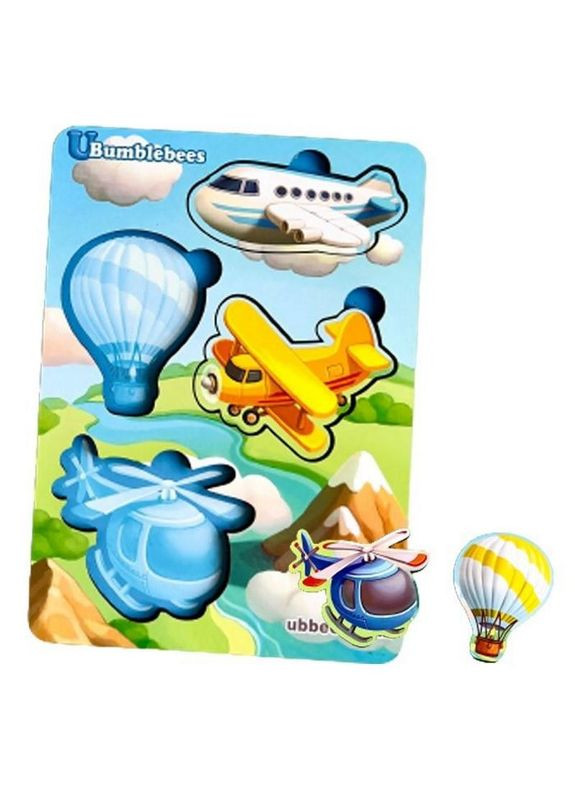 Дерев'яний пазл-вкладиш "Транспорт-1" Ubumblebees (ПСФ114) PSF114 фон із підказкою No Brand (330604363)