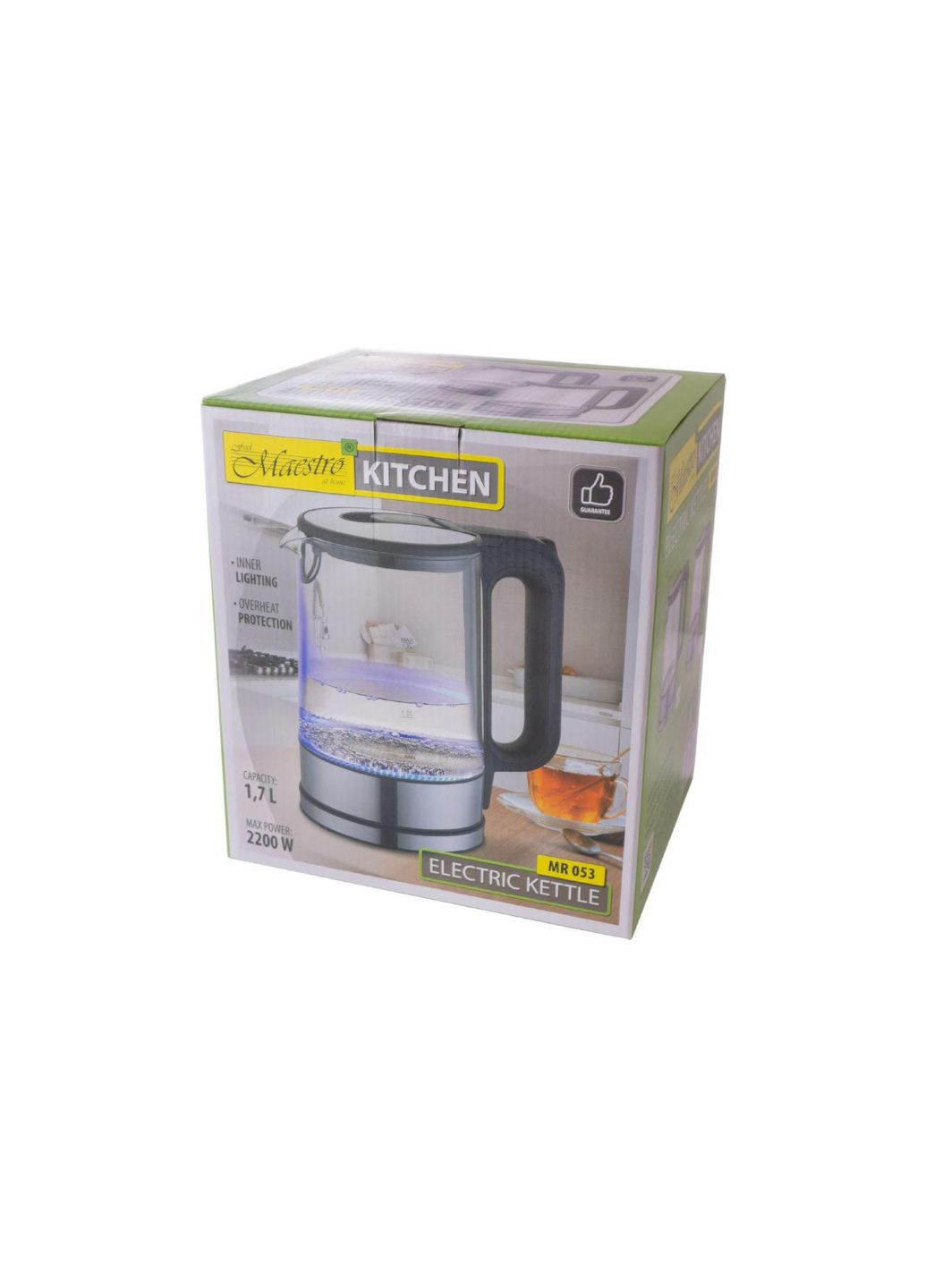 Электрочайник термостойкий стеклянный MR-053-Black с защитой от перегрева 1.7 л Maestro (332207388)