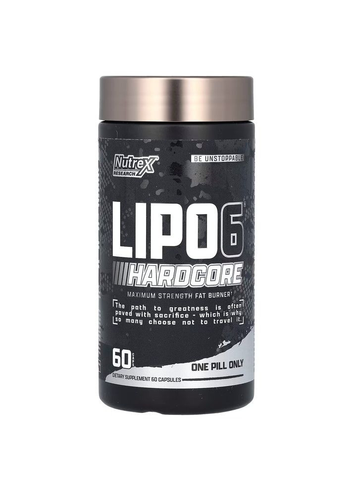 Жироспалювач Lipo-6 Hardcore, 60 капсул для підтримки м'язової тканини Nutrex Research (322293545)
