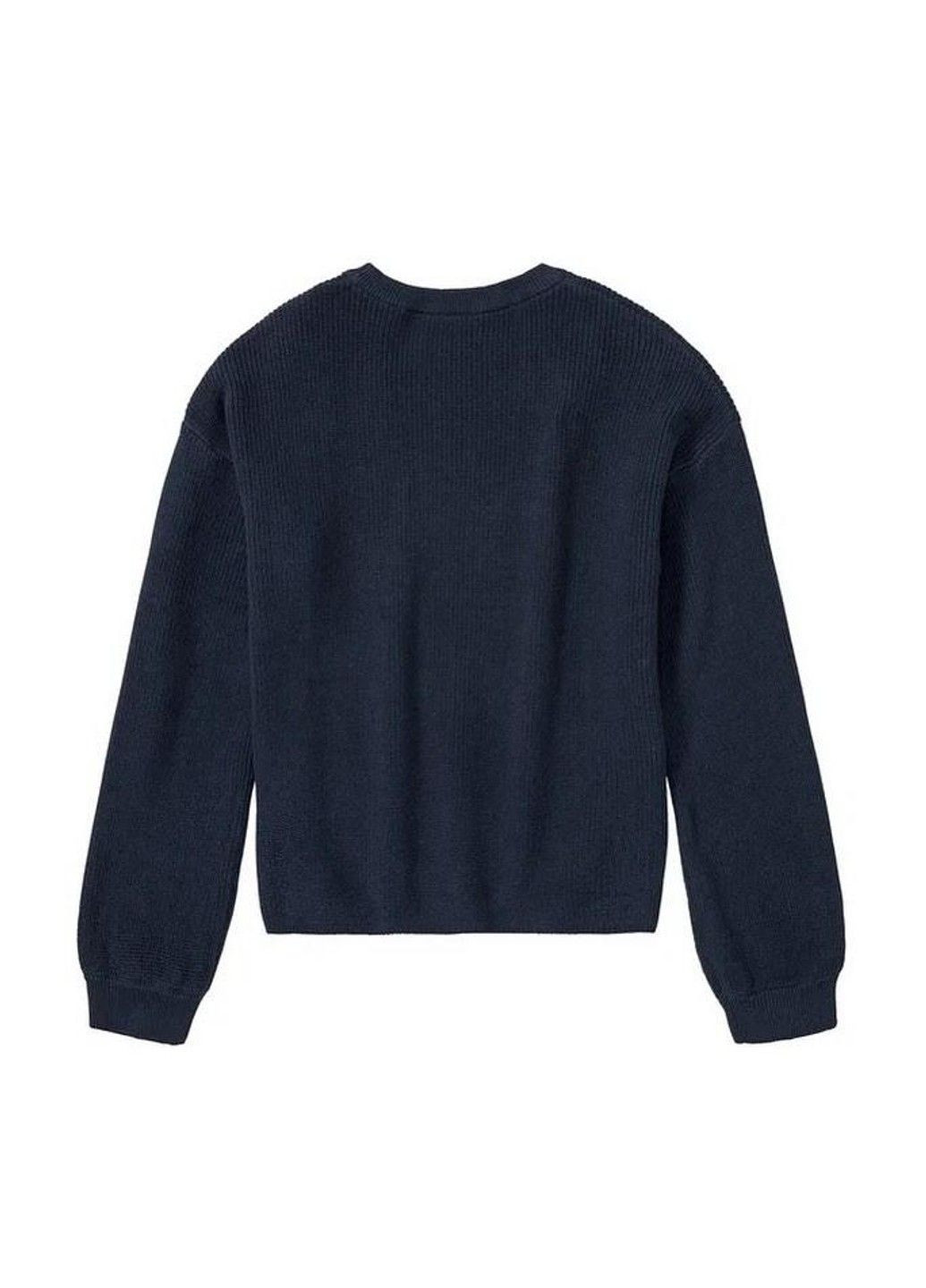 Синий свитер джемпер детский на вязаной девочке, синий Pepperts