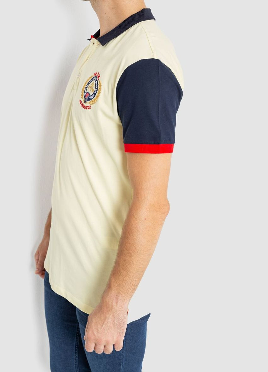 Жовта поло чоловіче з принтом темно-синій розмір l (sku_247r317) з коротким рукавом No Brand