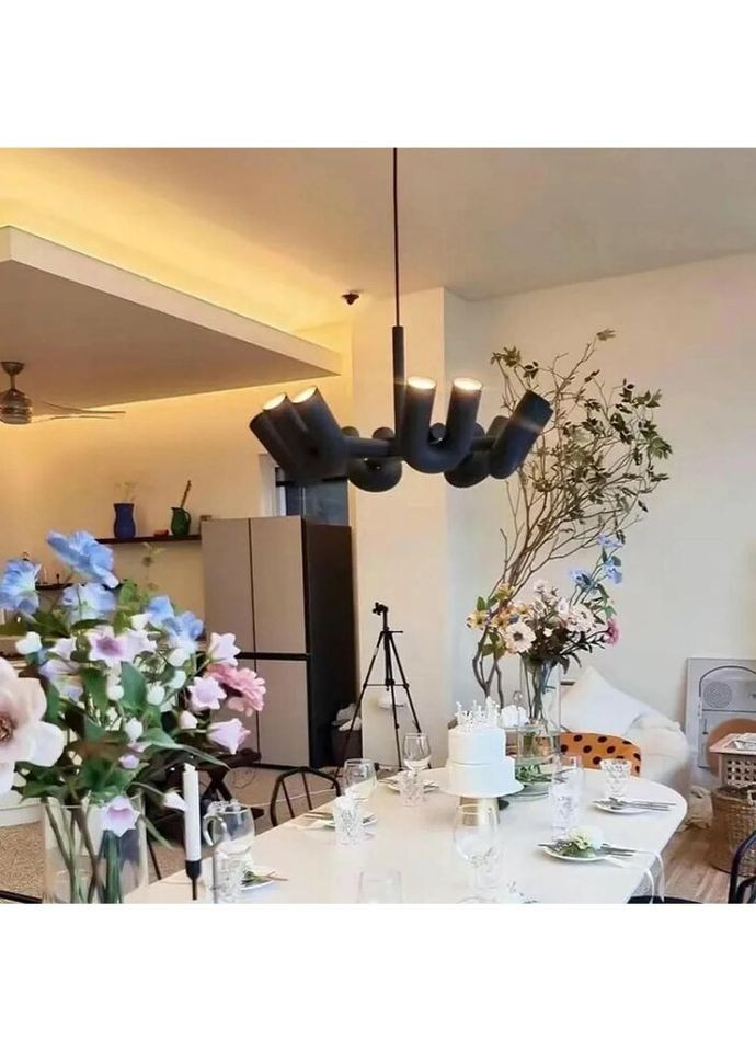 Люстра світлодіодна підвісна LED світильник для квартири на стелю ледве 27119 Чорний 45-175х80х80 см. Sunnysky (324396029)