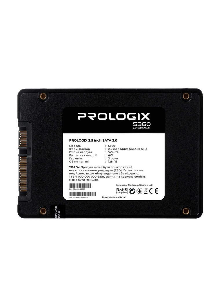 Накопитель SSD 128GB S360 2.5" SATAIII TLC (PRO128GS360) Prologix (336953291)