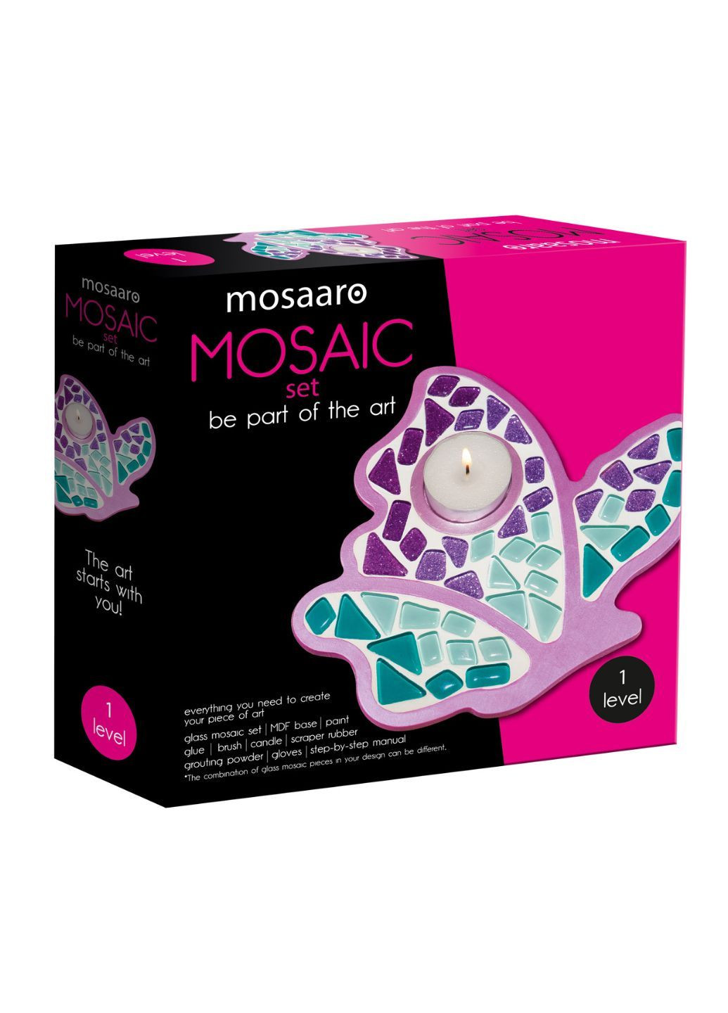 Скляна мозаїка Підсвічник. Метелик 165х170 мм (MA1004) Mosaaro (293057169)