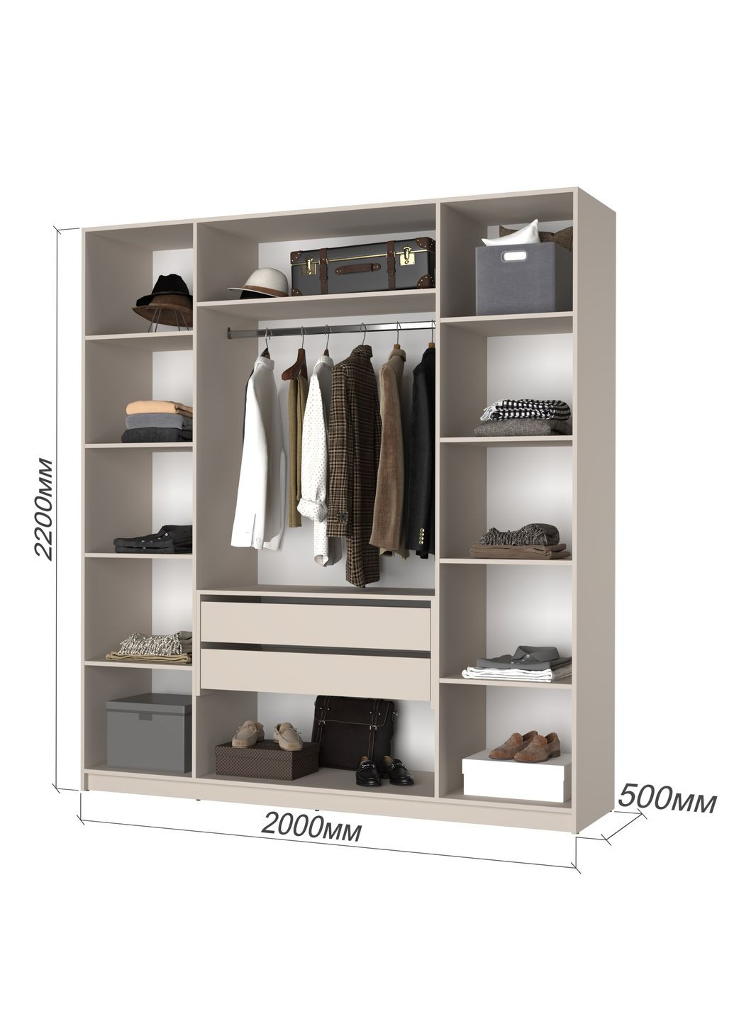 Шкаф 4-дверный Оскар ДСП BG, блок ящиков 200x52x220 см (MBS-4748) MebelStar (366427571)