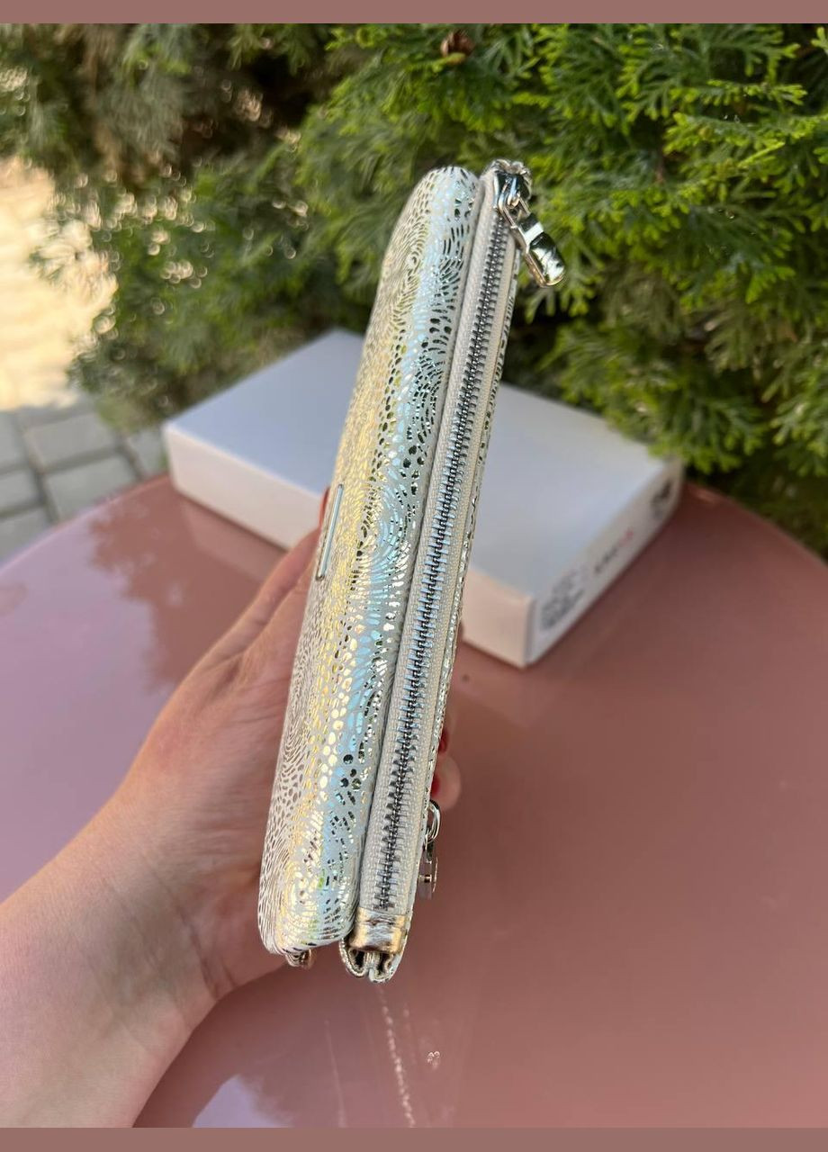 Кошелек женский купюрник на магнитах натуральная кожа лазер Турция золото Karya (341322661)