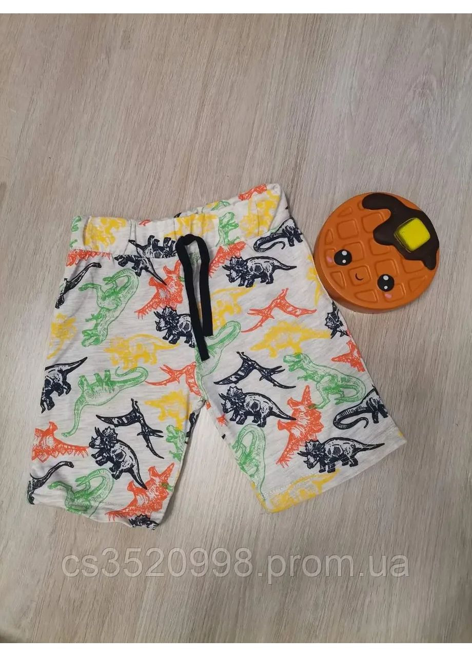 Детские шорты на мальчика серого цвета с динозаврами на 8 лет Kids (370438941)