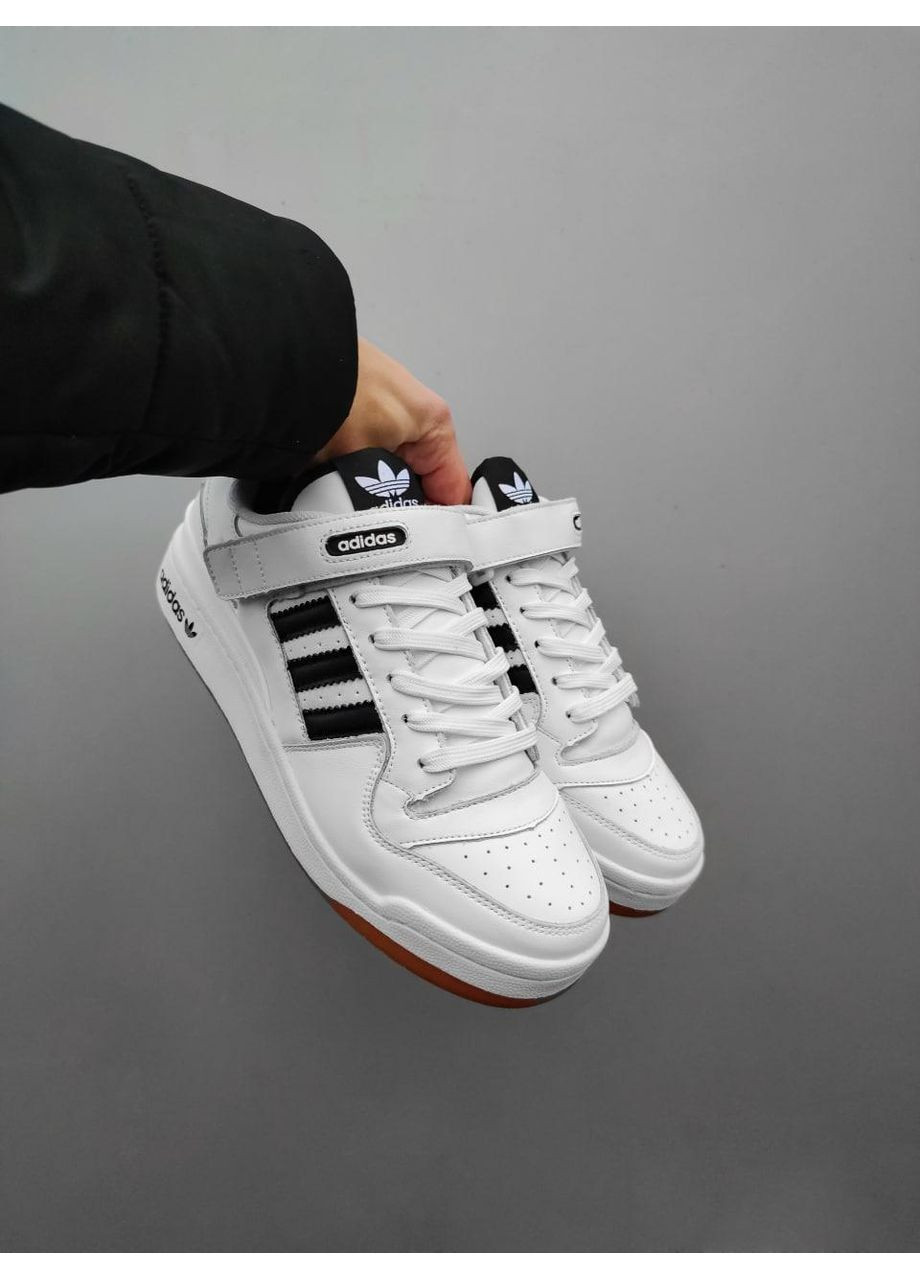 Черные демисезонные кроссовки мужские adidas forum refined white black адидас форум No Brand