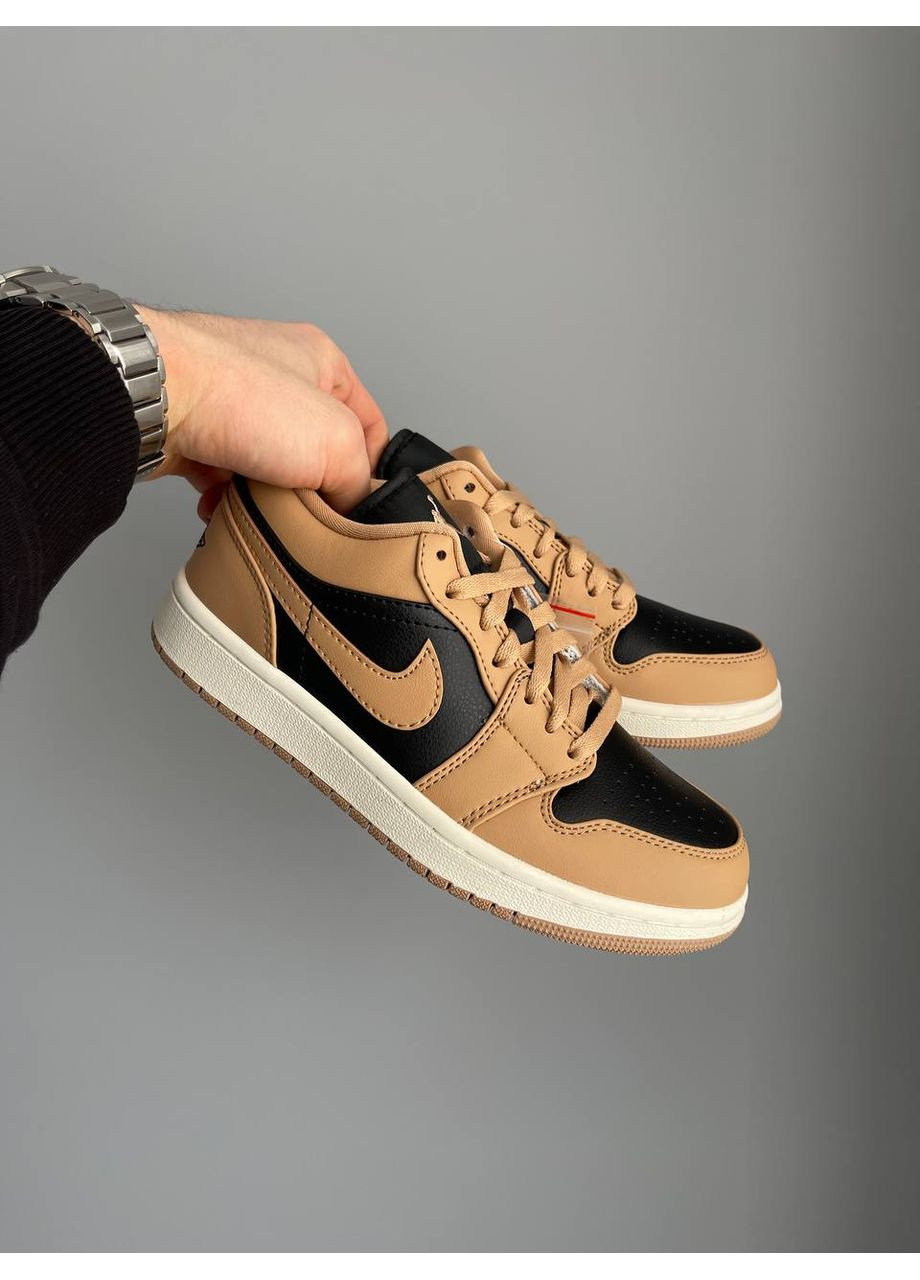 Коричневые демисезонные кроссовки мужские и женские nike air jordan 1 low gs "desert" | найк эир джордан 1 коричневые No Brand