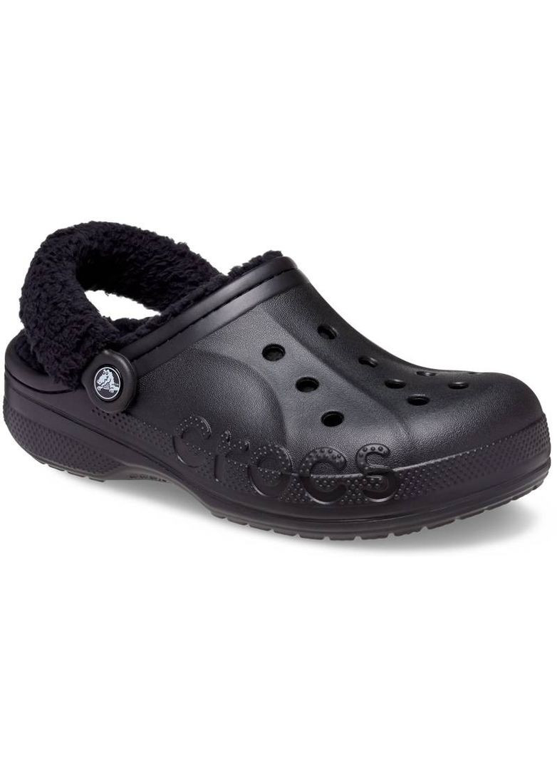 Черные сабо baya lined fuzz-strap clog black 206633 Crocs