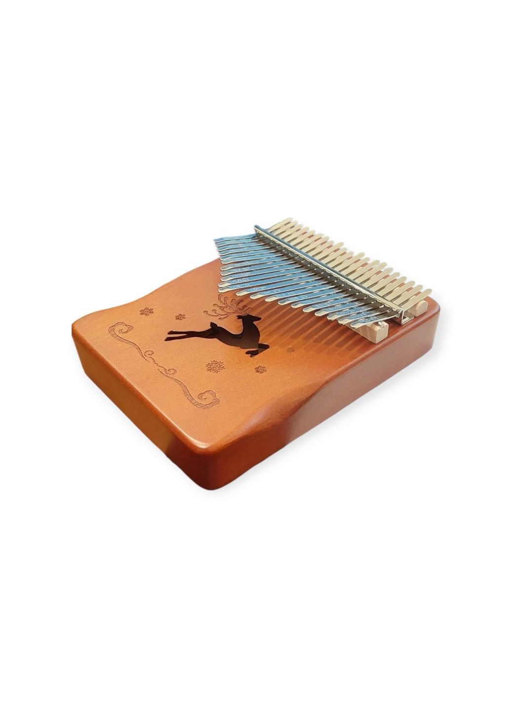 Калимба с резонатором Перкуссия Пальчиковое пианино 21 клавиш Коричневый с Узором Зимний Олень K-21-26K No Brand (371993897)