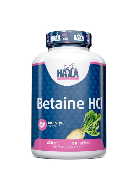Натуральна добавка Betaine HCL 650 mg, 90 таблеток Haya Labs (324422284)