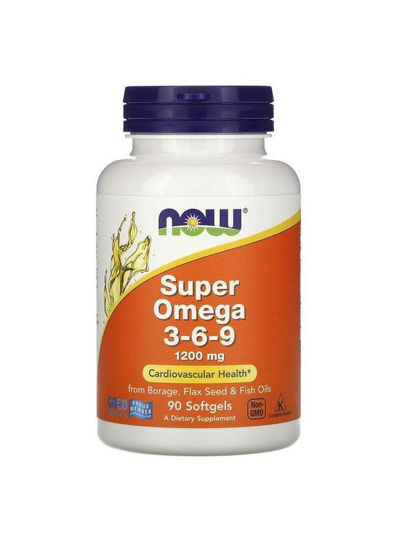 Супер омега 3-6-9, Super Omega 3-6-9,, 1200 мг, 90 капсул Now Foods (351384505)