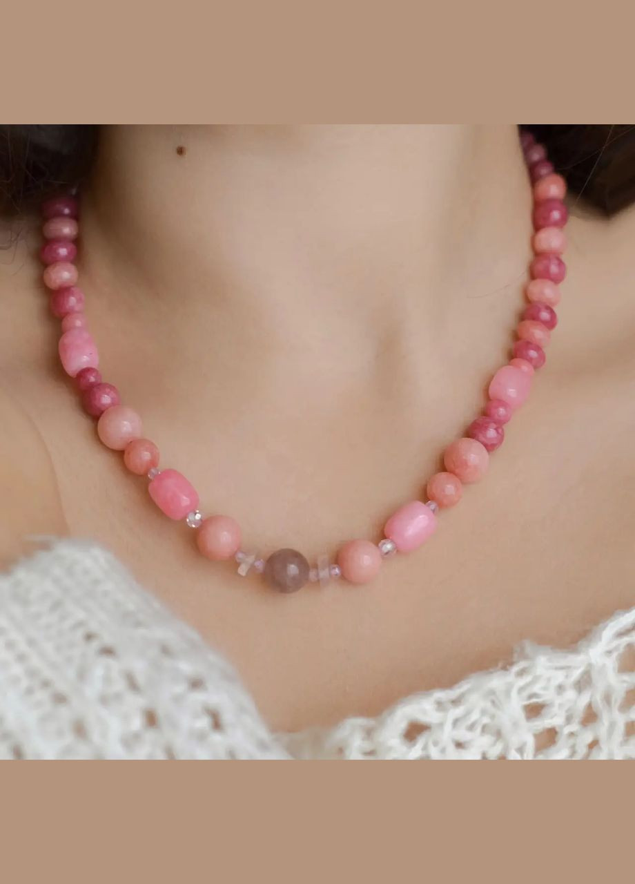 Намисто натуральний камінь Турмалін, Циркон та Кварц фур-ра гіп-ний сплав колір срібло d-10х6мм+- L-46-51см No Brand циркон, турмалін, кварц латунь срібло (303630121)