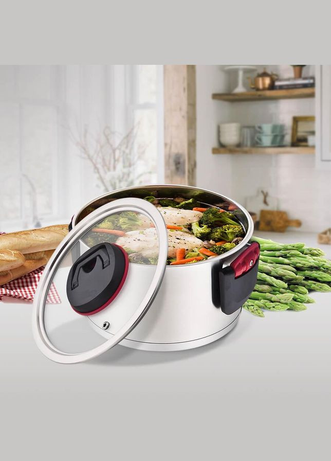 Нержавеющая кастрюля с крышкой и складными ручками 16 см, 1.6 л (MR-3530-16) Maestro (334713775)