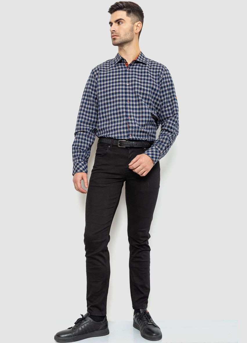 Синяя классическая рубашка в клетку No Brand