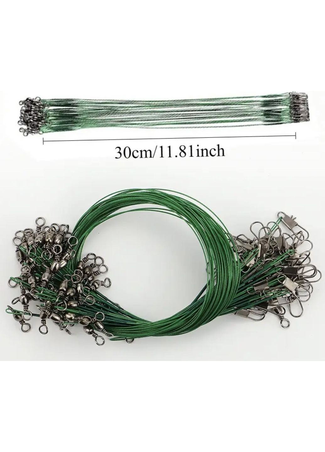 Металлические рыболовные поводки 10 шт, 30 см – прочные, с вертлюгами, для ловли щуки, судака, окуня No Brand (370030890)