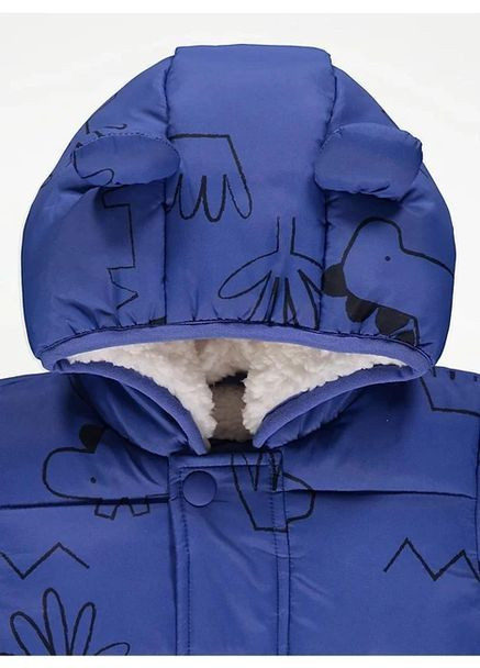 Синяя зимняя зимняя куртка для новорожденных на мальчика малыша с капюшоном синяя George