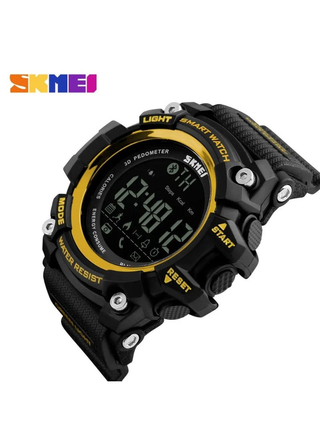 Спортивний годинник з Bluetooth 1227 Чорний з жовтим Skmei (314483698)