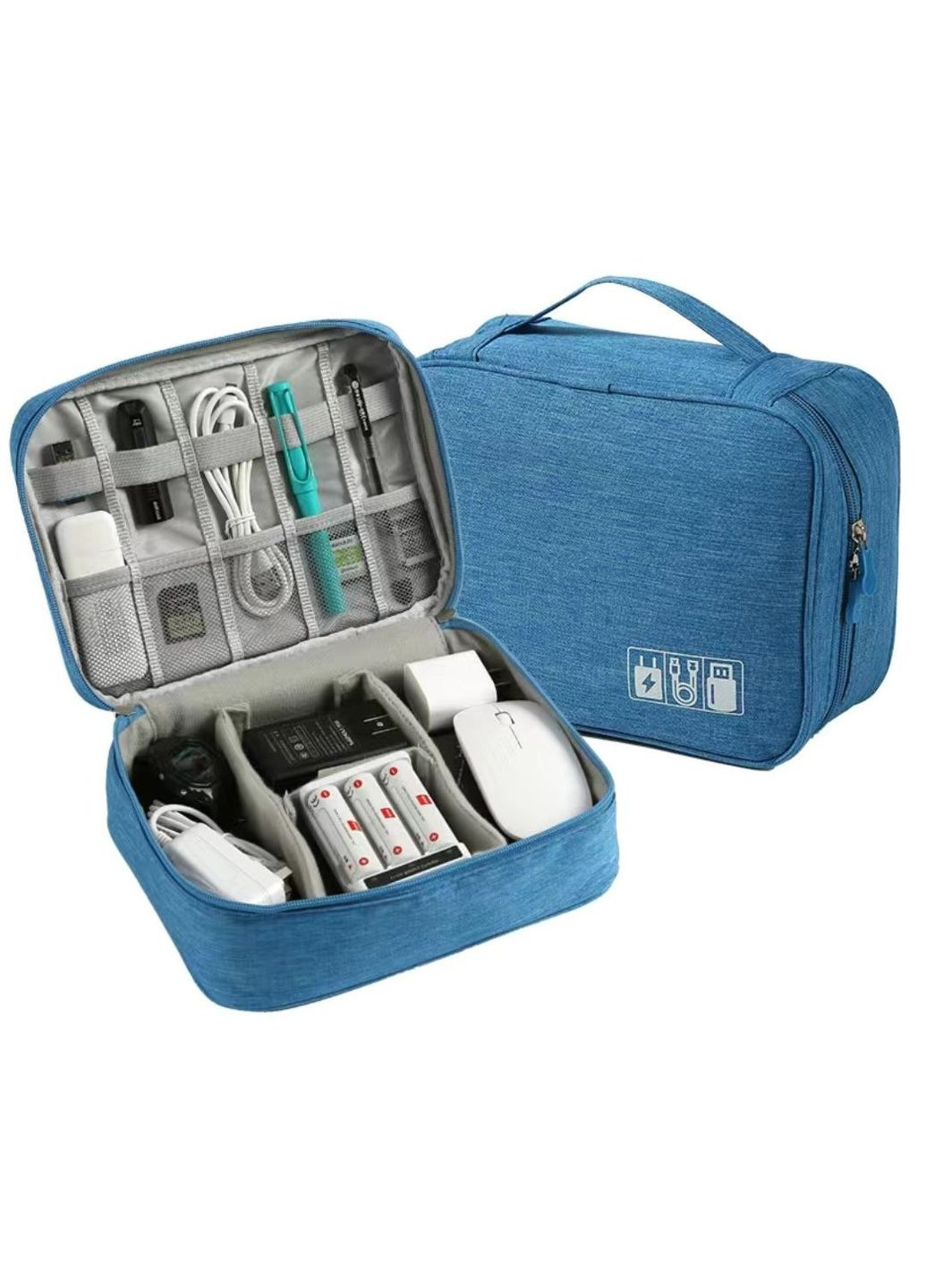 Дорожній органайзер-чохол для гаджетів, проводів та кабелів, зарядних пристроїв, косметики. Голубий Unbranded (341288594)
