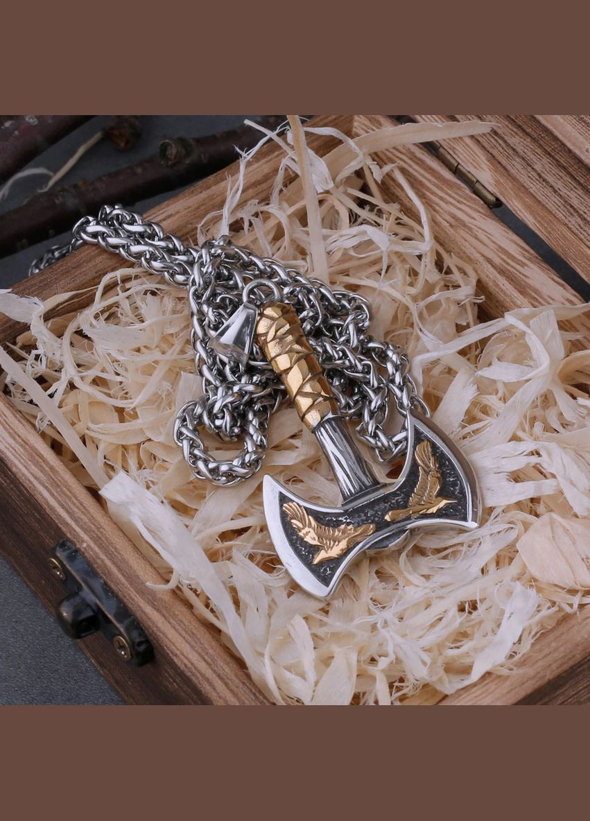 Чоловічий кулон із ланцюжком сталевий амулет підвіска Сокира STORE 158-Зол (328940136)