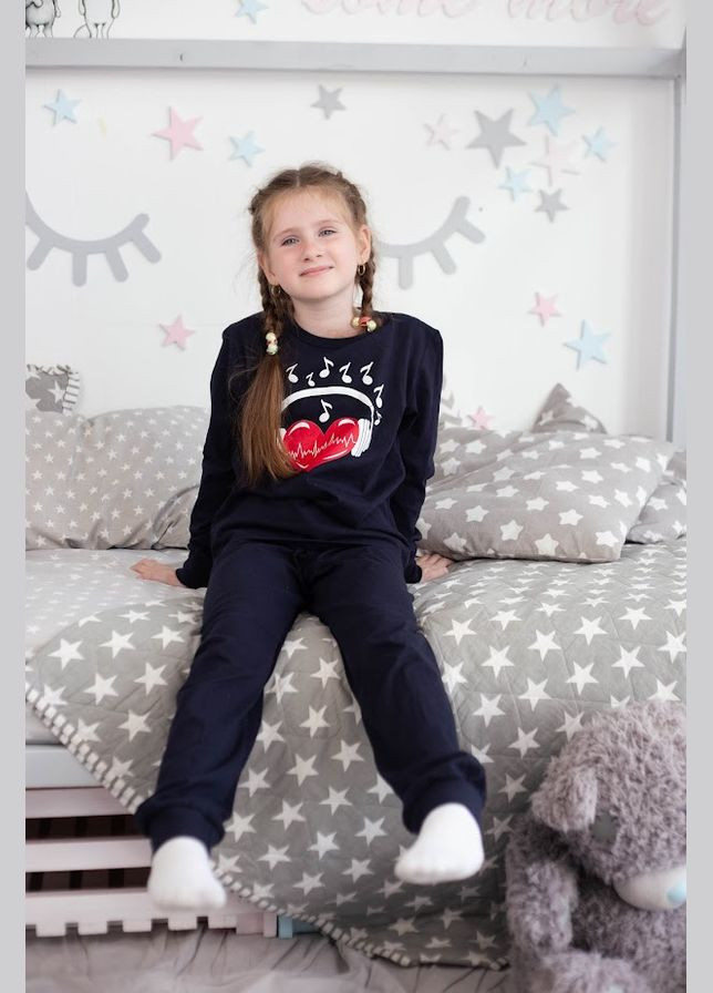 Синяя всесезон пижама детская "family look" (p-13442) Носи своє