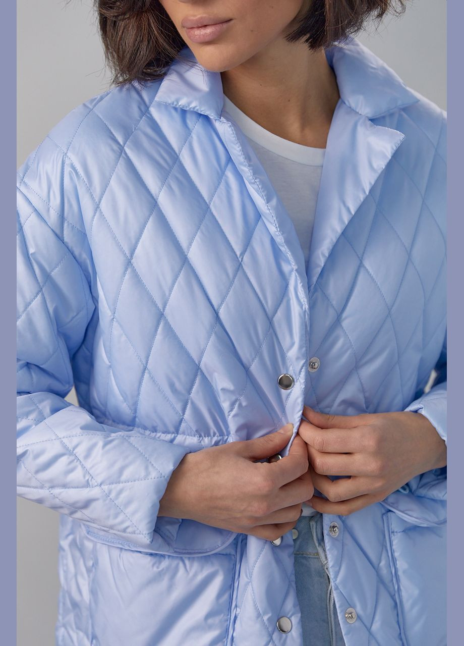 Голубая демисезонная демисезонная куртка стеганая на кнопках - голубой Lurex