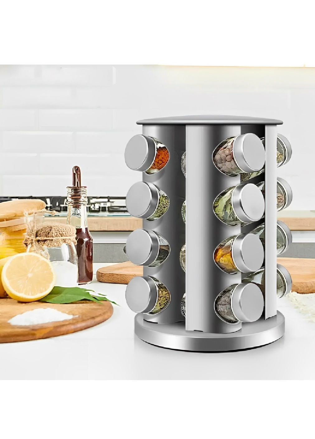 Комплект баночок для зберігання спецій приправ на поворотній підставці з грамовими вагами для спецій до 500 г (480904-Prob) Unbranded (347494921)