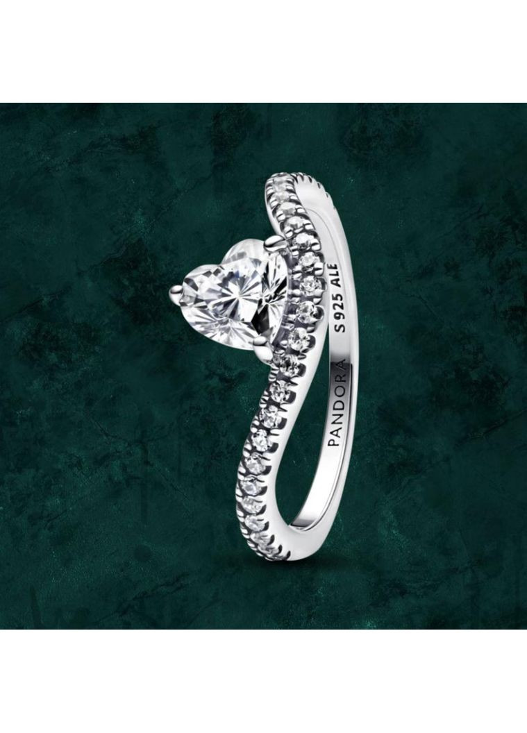 Серебряное кольцо "Ореол Сердец" Pandora (Пандора) 193662C01 18,5 No Brand (362457581)