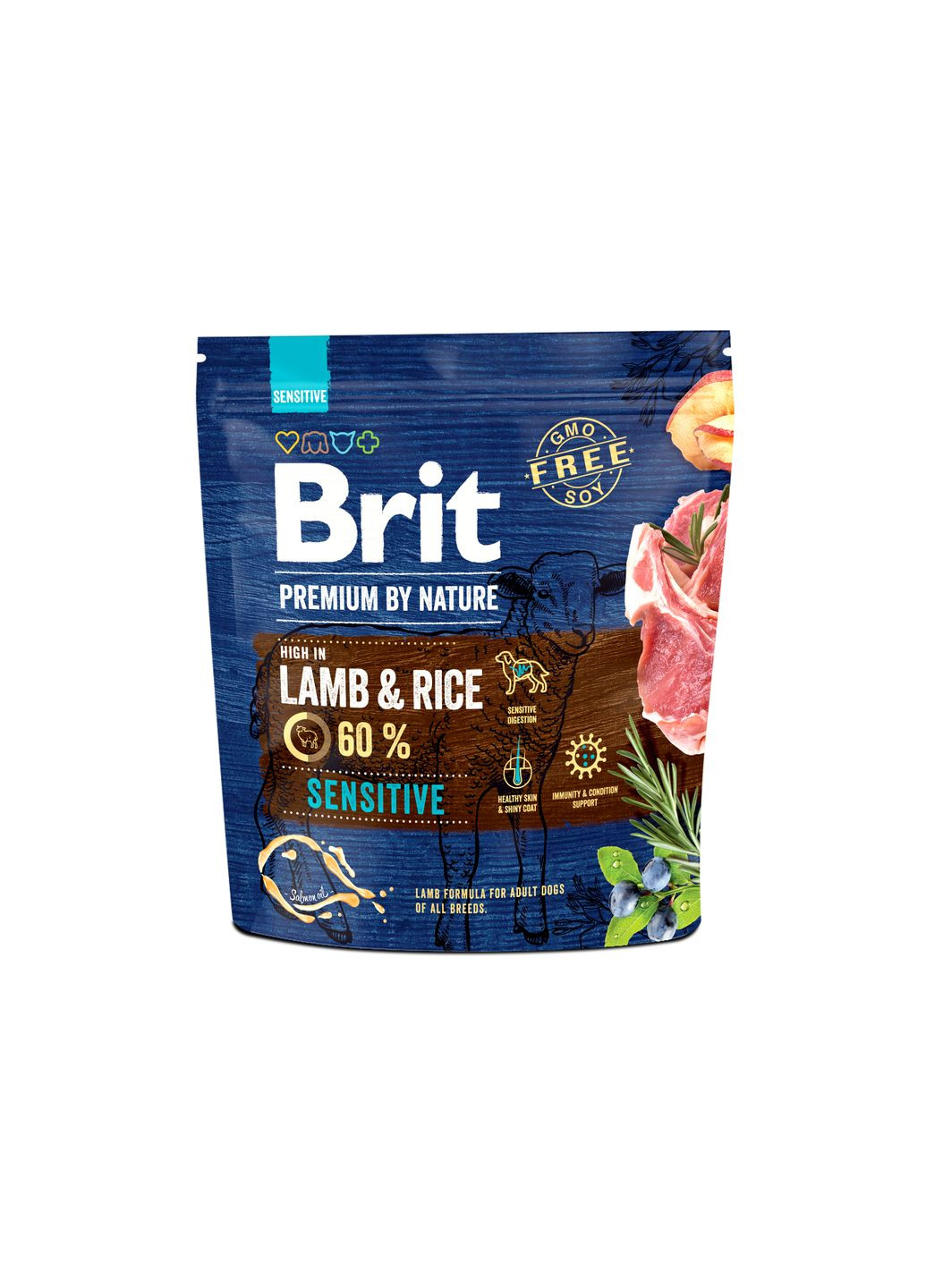 Сухий корм для собак Sensitive Lamb з чутливим травленням зі смаком ягняти 1 кг Brit Premium (279567598)