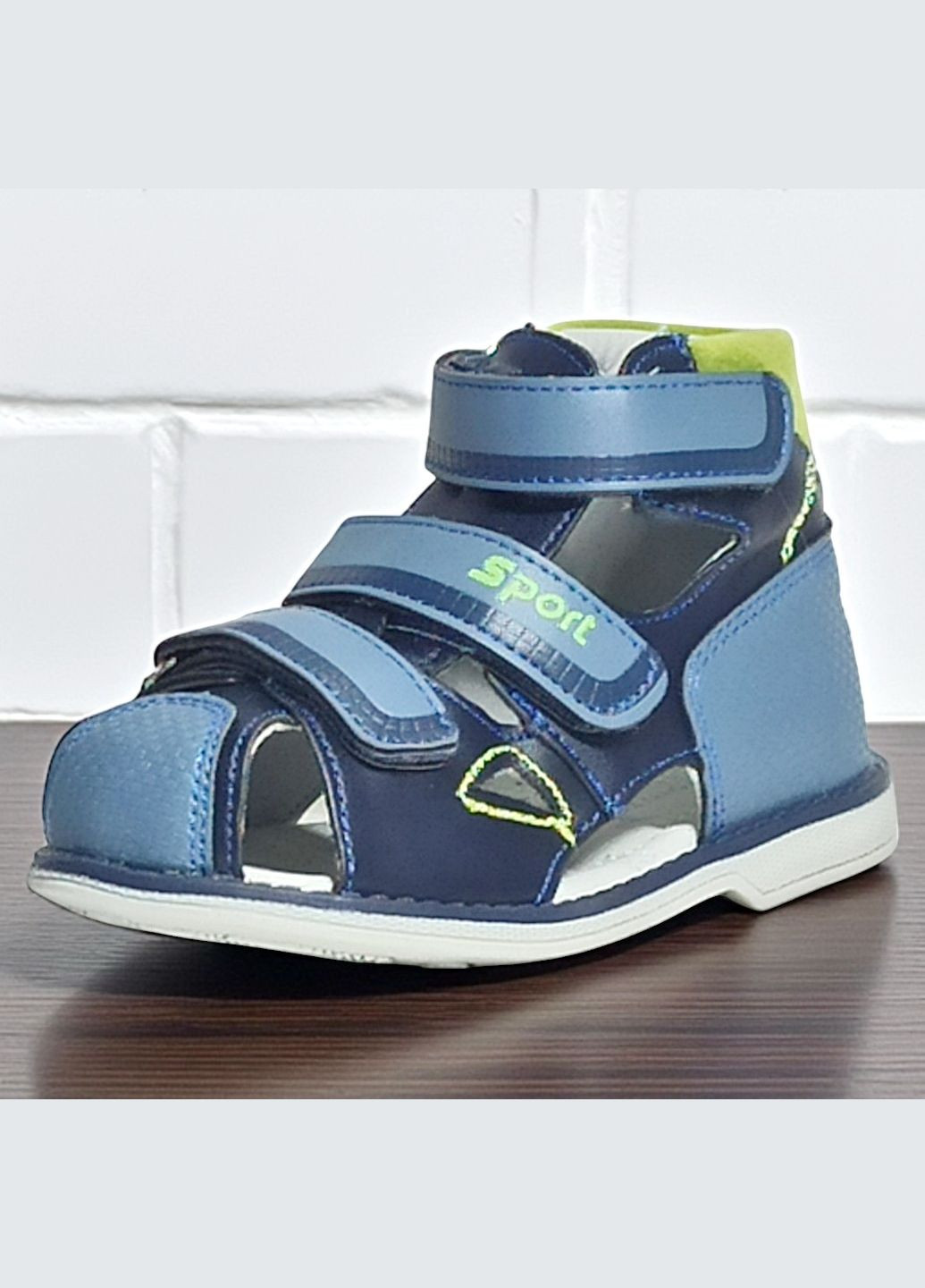 Синие повседневные закрытые ортопедические босоножки сандалии на липучках для мальчика том м Tom.M на липучке