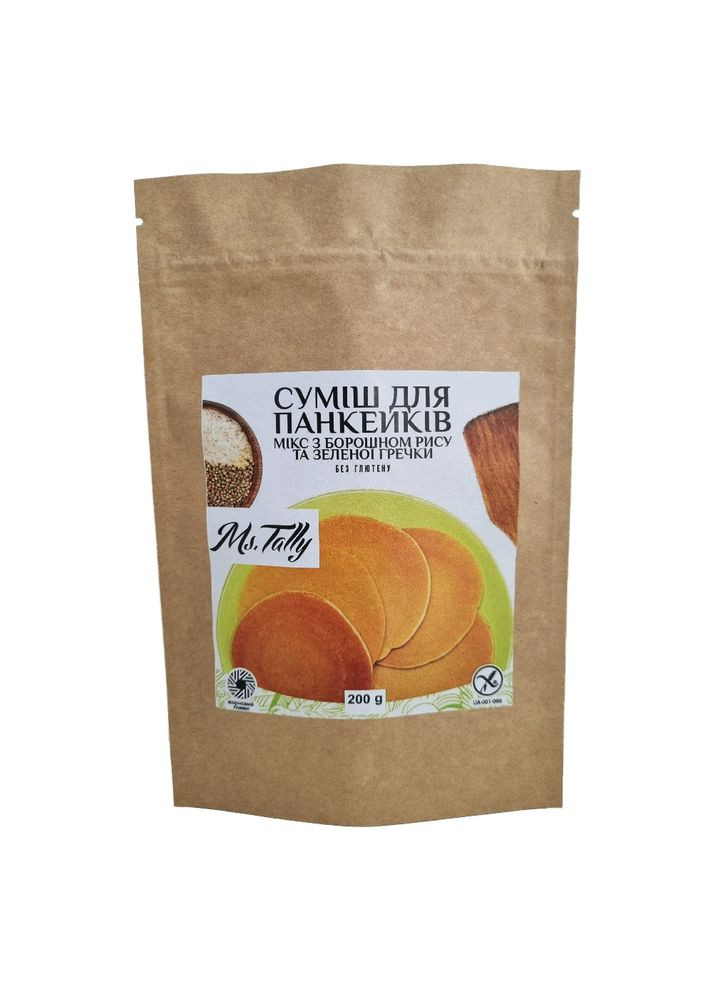 Смесь для панкейков с мукой риса и зеленой гречихи 200г Ms. Tally (370032564)