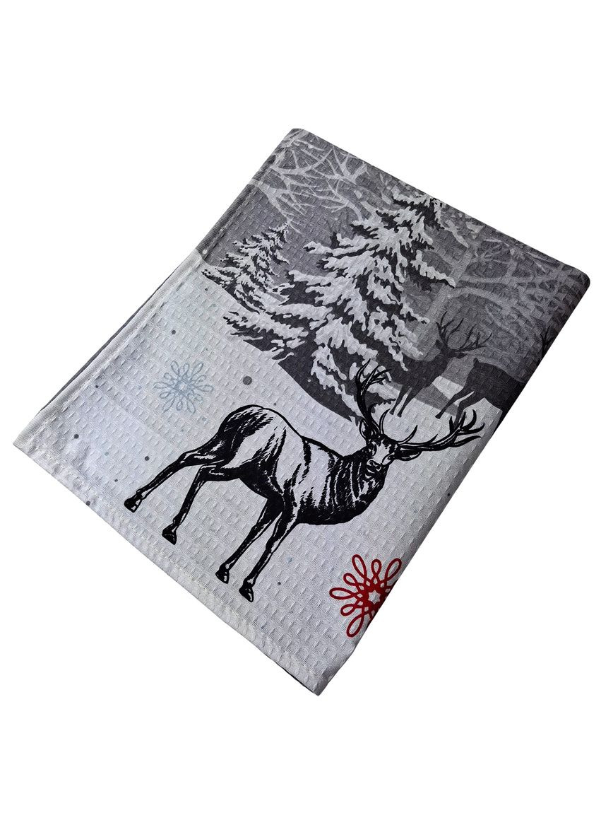 Кухонное полотенце Winter Time рождественское вафельное 45х60 см серое (2800004667203) SoundSleep серый