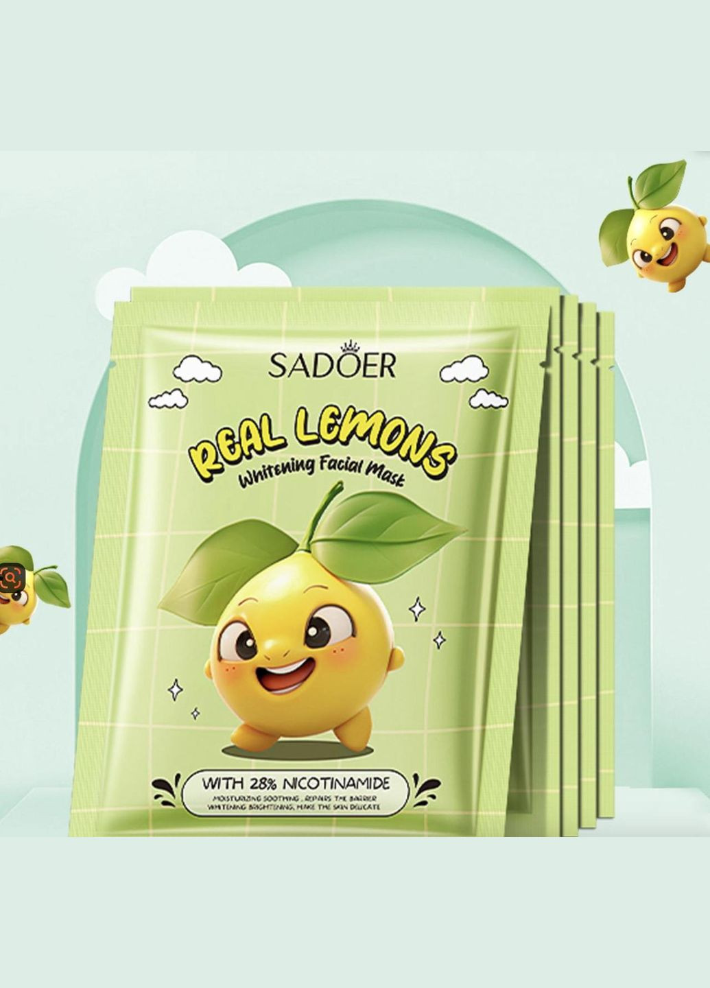 Маска для лица с лимоном Lemon Nicotinamide Whitening Mask 25 г SADOER (335057247)