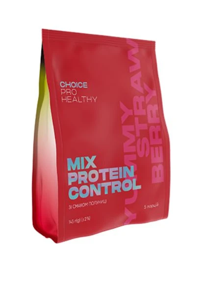 Mix Protein Control Yummy Strawberry – протеїновий коктейль для схуднення, полуничний смак, 145 г CHOICE (361071944)
