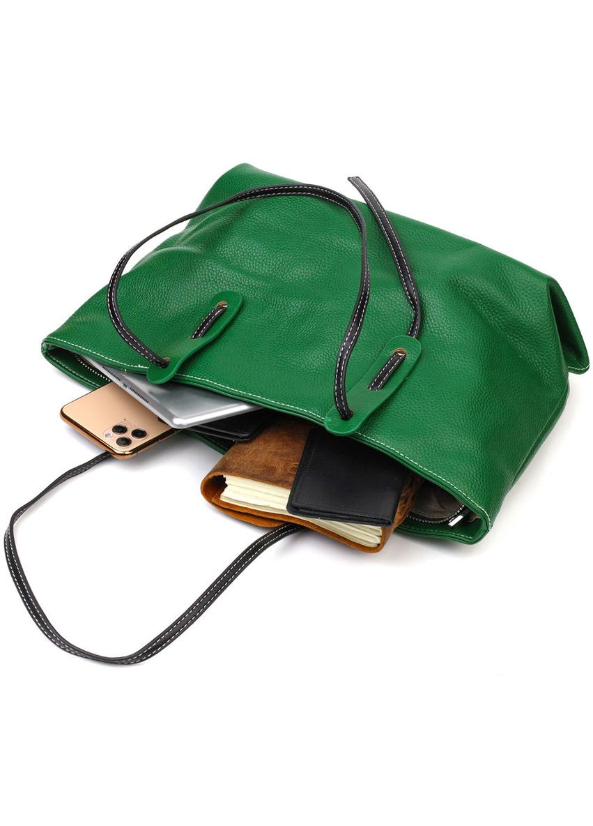 Жіноча сумка з натуральної шкіри з блискавкою та кишенями Vintage зелена (sku_22119) No Brand (329853396)