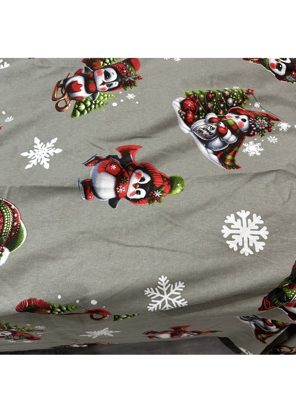 Зимова постільна білизна фланель (байка) євро розмір кольору хакі - м'якість, тепло та новорічний настрій! No Brand (367912386)