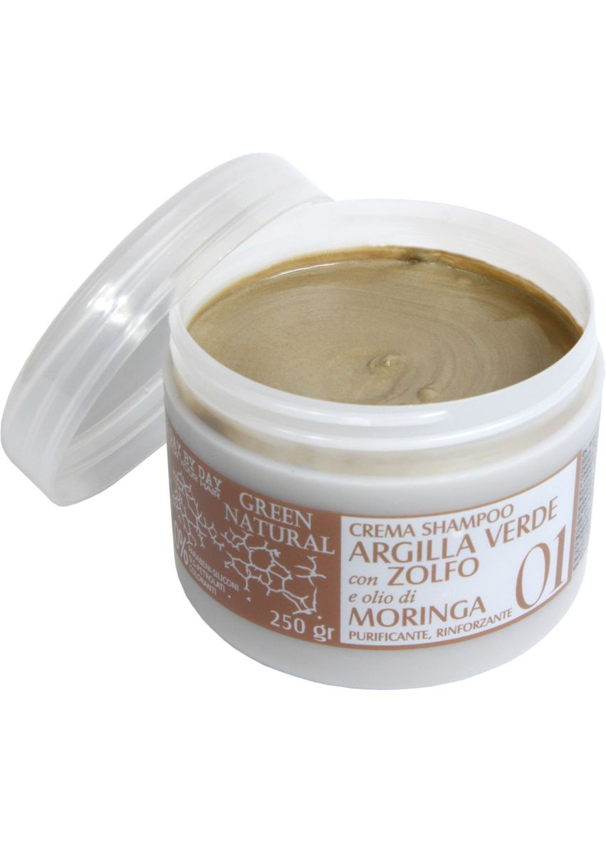 Крем-шампунь із зеленою глиною, біосіркою й олією моринги Green Natural Cream-Shampoo 250g (793611-72570) Alan Jey (368645023)