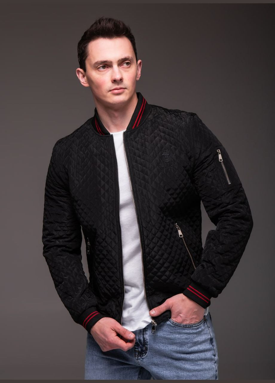 Весенний бомбер стеган в ромбик Vakko на молнии (325603067)